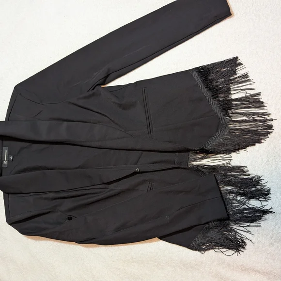 INC International Concepts Black Fringe Blazer - Picture 3 of 7